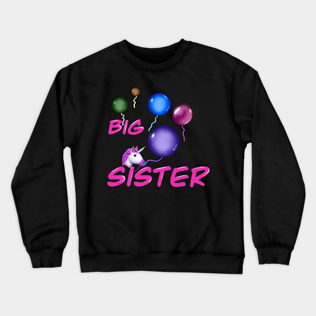 Big sister, cute way to announce a pregnancy, with a a unicorn and balloons, welcome a new baby Crewneck Sweatshirt by Artonmytee